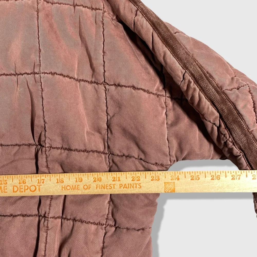 Free People Quilted Bomber Jacket Womens XS Brown Boho Gorpcore Oversized